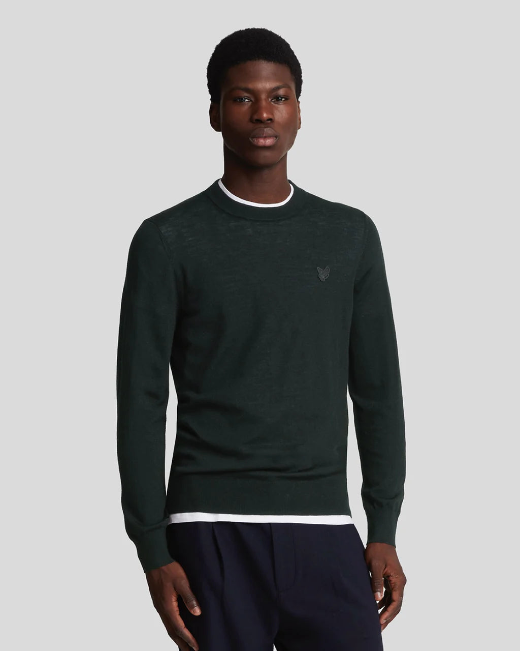 Tonal Eagle Merino Crew Neck Lyle e Scott