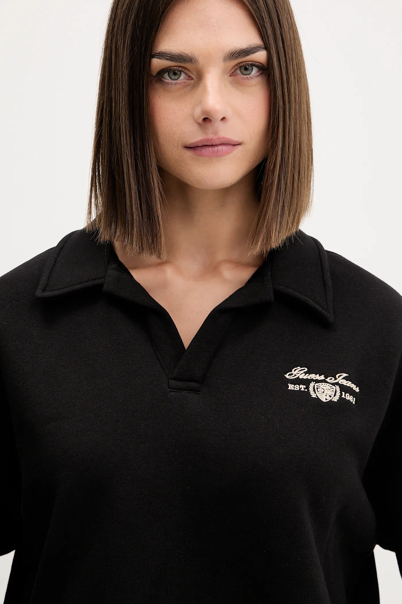 Notched Collar Crop Guess Jeans