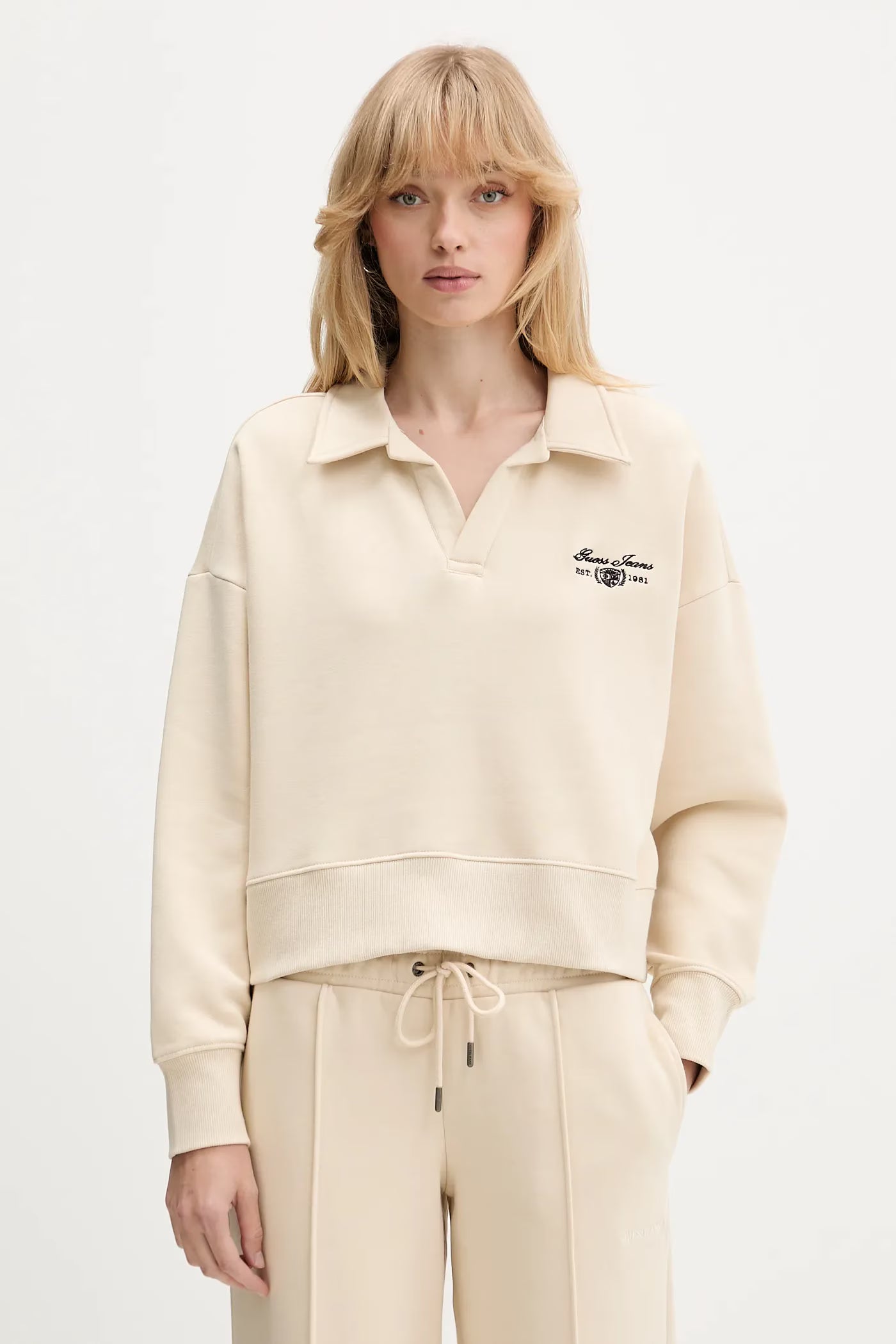 Notched Collar Crop Guess Jeans